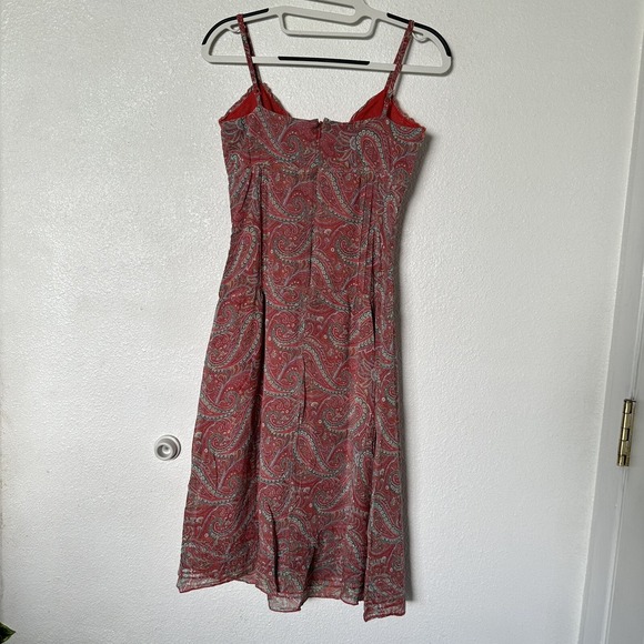 Polo Jeans Company Ralph Lauren Paisley Dress 4 Salmon Pink Y2K Preppy Baby Doll - Picture 4 of 4